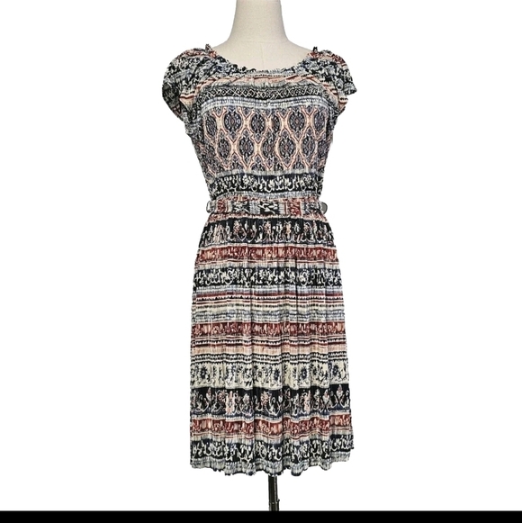 Women's LC Lauren Conrad Abstract Stripe Pleated Shift Dress - Picture 1 of 14